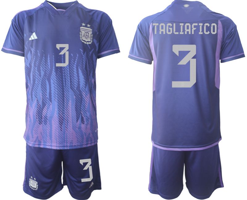 Men 2022 World Cup National Team Argentina away purple 3 Soccer Jersey